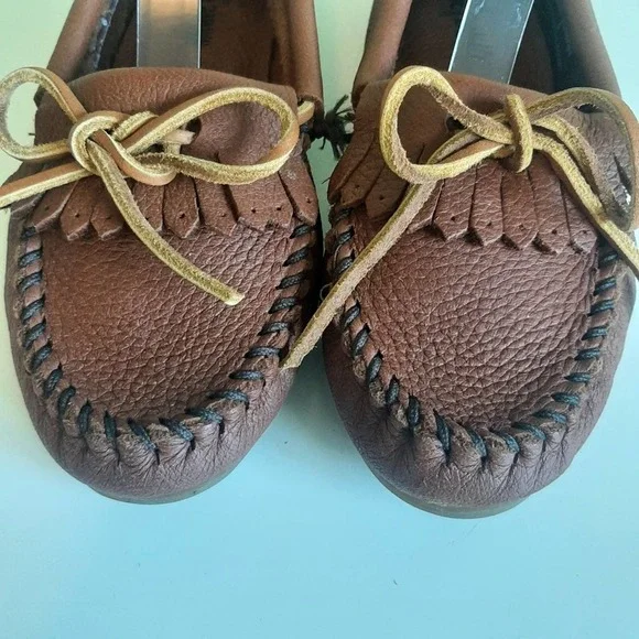 nwot MINNETONKA Deerskin Kilty moccasin in Carmel Size 6-6.5M - Picture 7 of 15